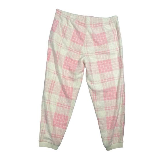 Aerie Women Snowed In Fleece Jogger Soft‎ Sweatpants Pink Plaid Size XL - Picture 9 of 9